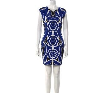 Alexander McQueen Blue and Black Floral Mini Dress